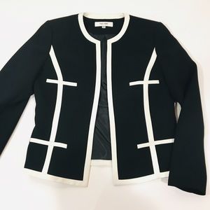 Jones black-and-white open front blazer
